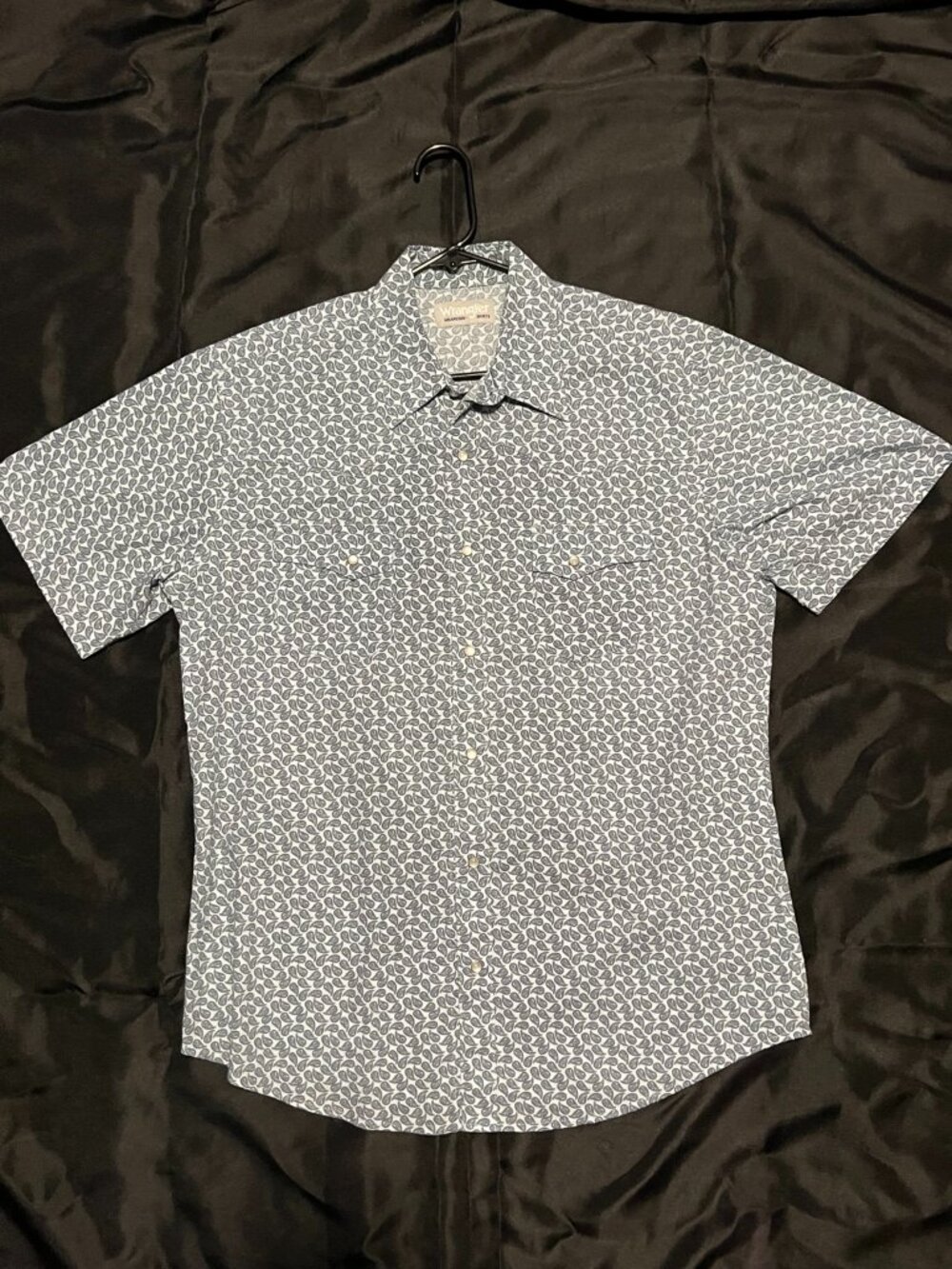 Wrangler Wrancher Western Shirt Large Paisley Print Snap Button Short Sleeve